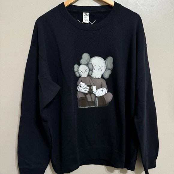 Uniqlo X Kaws Companion Graphic Crewneck Sweatshirt Sweater Black Men's L NEW - Picture 1 of 5